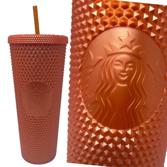 Starbucks Orange Pearlized Studded Venti 24 oz  Fall Tumbler 011136321 - Picture 1 of 11